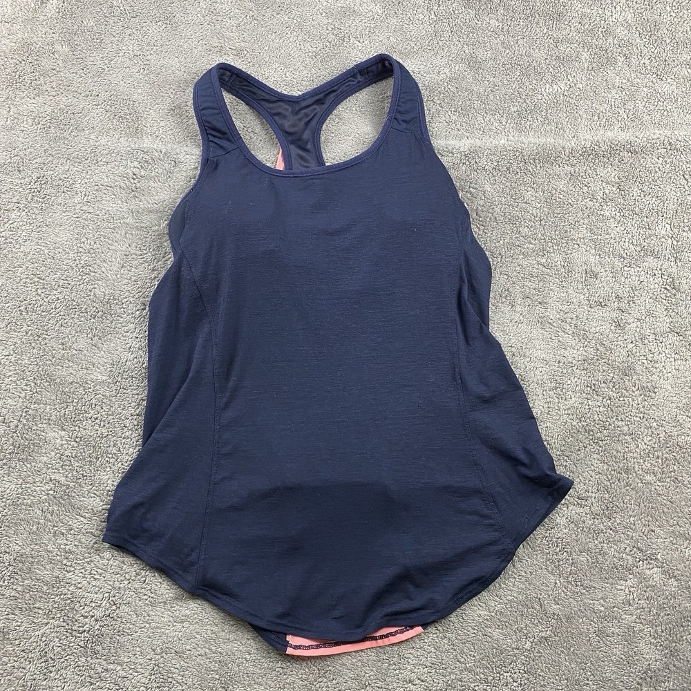 Athleta Tank‎ Top Built in Bra Womens XS Pink Navy Blue